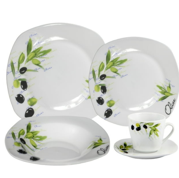 LORREN HOME TRENDSPorcelain 20 Piece Square Dinnerware Set Service for 4 - Picture 2 of 7